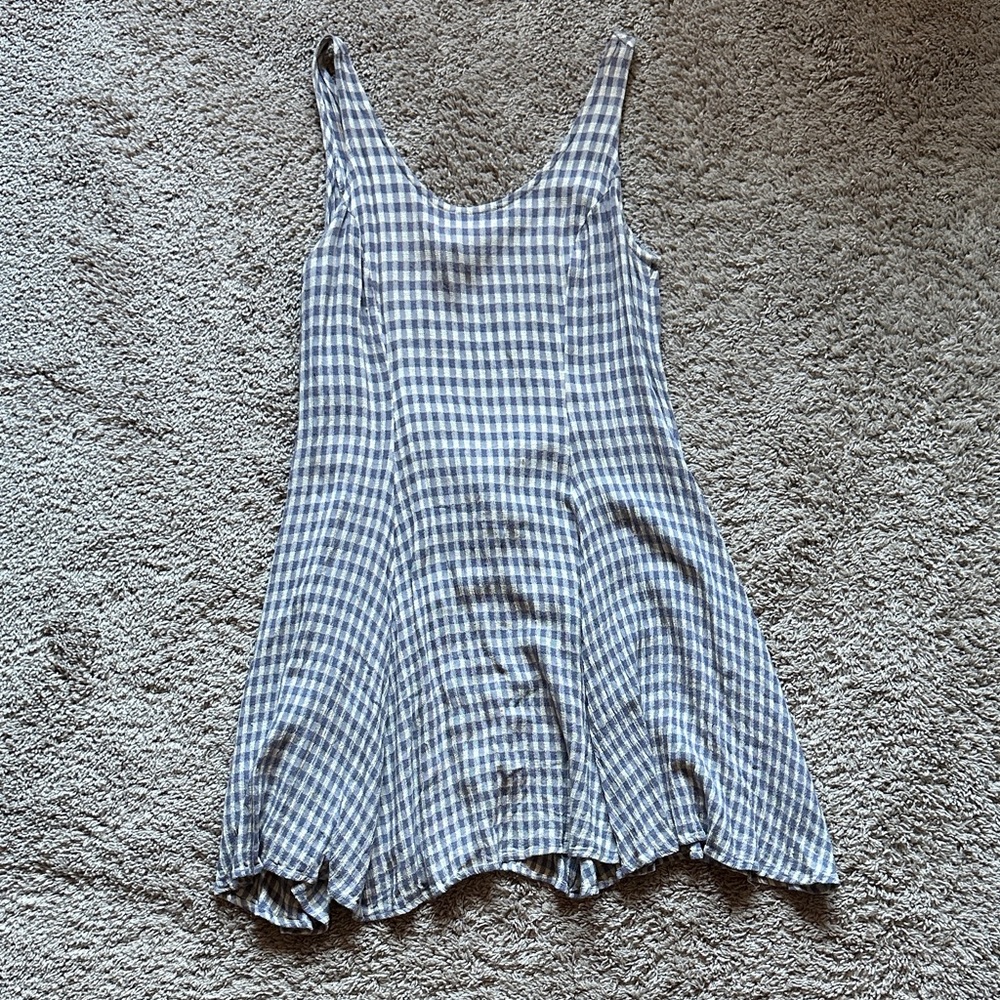 Vintage Purple and White Gingham Scoop Neck Dress